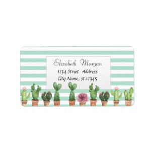 Koele Cactus Mintgroene Strepen Etiket