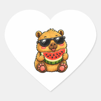 Koele Capybara Watermeloen Zomer Hart Sticker