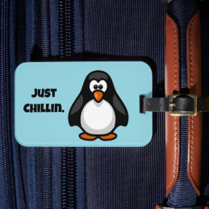 Koele Cartoon Pinguïn - Gewoon Chillin 'Arctic Vib Bagagelabel