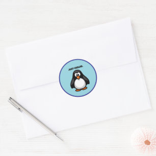 Koele Cartoon Pinguïn - Gewoon Chillin 'Arctic Vib Ronde Sticker