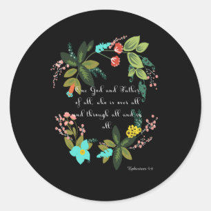 Koele Christelijke kunst - Efeziërs 4:6 Ronde Sticker