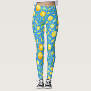 Koele citrus op turquoise Waterverf patroon Leggings