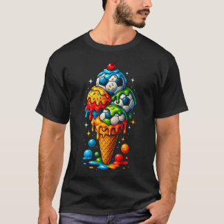Koele druipende voetbal kunst sportillustratie t-shirt