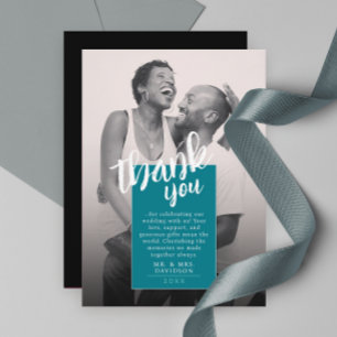 Koele Eenvoudige Unieke Turquoise Foto Dank u Kaar Save The Date