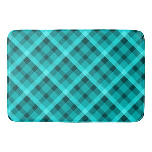 Koele Elegante Turquoise Plaid Grote Badmat (Voorkant)