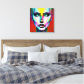Koele en griezelige kleurrijke androgyne robot canvas afdruk (Insitu (Slaapkamer))