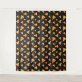 Koele en leuke pizza plakjes patroon donkergrijs wandkleed (Voorkant)