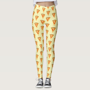 Koele en leuke pizza plakjes patroon lichtgeel leggings
