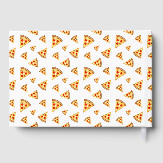 Koele en leuke pizza plakjes patroon Monogram wit Gastenboek (Achterkant)