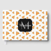 Koele en leuke pizza plakjes patroon Monogram wit Gastenboek (Voorkant)