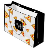 Koele en leuke pizza plakjes patroon Monogram wit Groot Cadeauzakje (Voorkant Gekanteld)