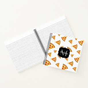 Koele en leuke pizza plakjes patroon Monogram wit Notitieboek