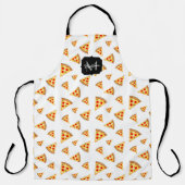 Koele en leuke pizza plakjes patroon Monogram wit Schort (Voorkant)