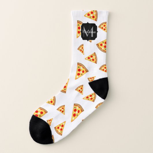 Koele en leuke pizza plakjes patroon Monogram wit Sokken (Links - buitenkant)
