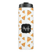 Koele en leuke pizza plakjes patroon Monogram wit Thermosbeker (Voorkant)