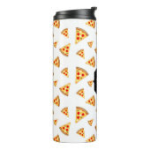 Koele en leuke pizza plakjes patroon Monogram wit Thermosbeker (Gedraaid links)