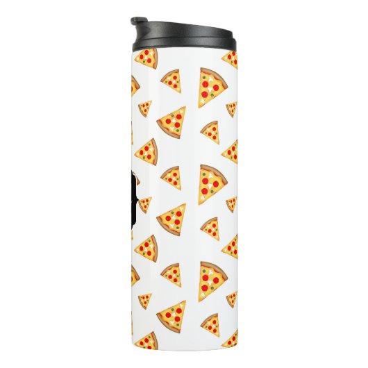 Koele en leuke pizza plakjes patroon Monogram wit Thermosbeker (Geroteerd rechts)