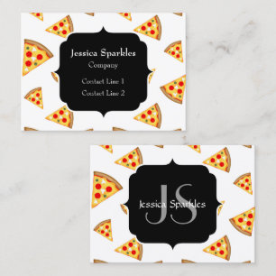 Koele en leuke pizza plakjes patroon Monogram wit Visitekaartje