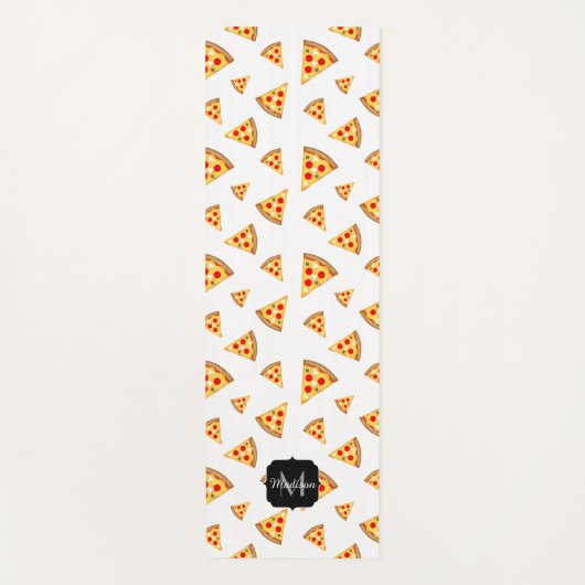 Koele en leuke pizza plakjes patroon Monogram wit Yogamat (Voorkant)