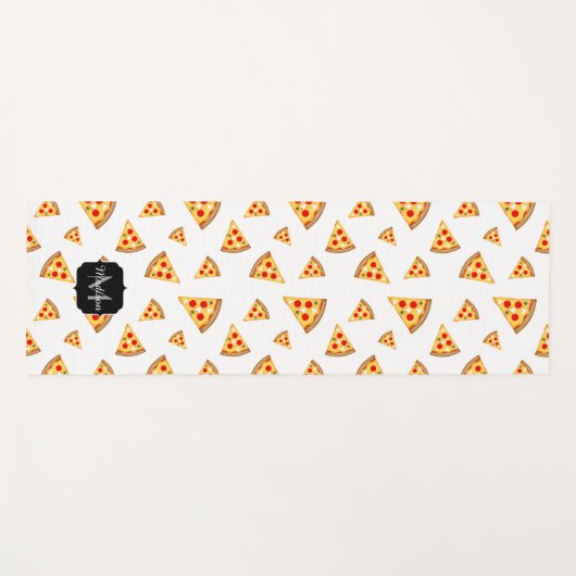Koele en leuke pizza plakjes patroon Monogram wit Yogamat (Voorkant (horizontaal))