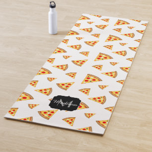 Koele en leuke pizza plakjes patroon Monogram wit Yogamat