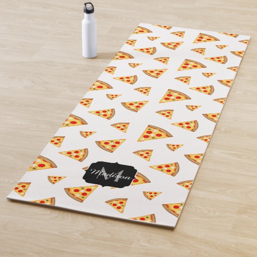Koele en leuke pizza plakjes patroon Monogram wit Yogamat (In situ)