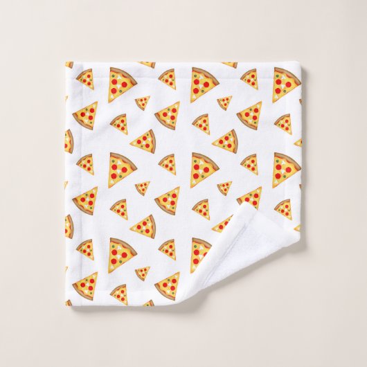 Koele en leuke pizza plakjes patroon op wit bad handdoek (Wasdoekje)
