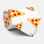 Koele en leuke pizza plakjes patroon op wit stropdas (Opgerold)