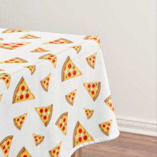 Koele en leuke pizza plakjes patroon op wit tafelkleed