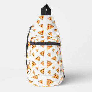 Koele en leuke pizza plakjes patroon wit sling bag