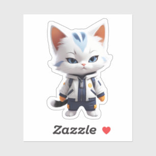 Koele en Schattige kattenillustratie Sticker