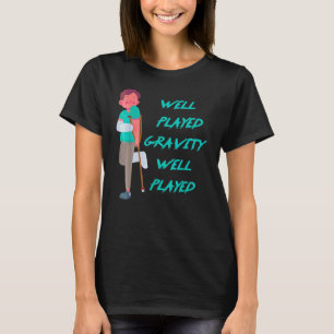 Koele gebroken arm en been voor kinderen zwaartekr t-shirt