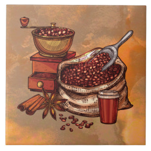 Koele gekleurde koffie decor tegeltje