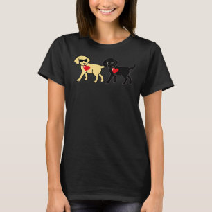 Koele gele en zwarte labradors met harten t-shirt