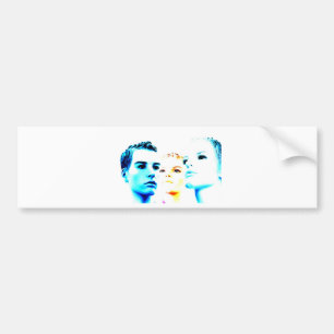 Koele gezichten (drie) vrienden, minimalistisch on bumpersticker