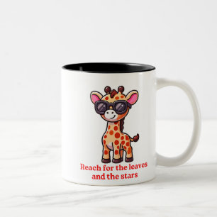 Koele Giraffe Cartoon met zonnebril, Leuk Dier Tweekleurige Koffiemok