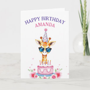 Koele Giraffe met Party Pet & Zonnebril Verjaardag Kaart