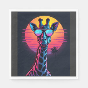 Koele Giraffe Met Zonnebril Onder Zonsondergang La Servet
