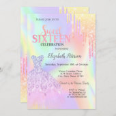 Koele Glitter Drips, Jurk Holografisch Zoet 16 Kaart (Voorkant / Achterkant)