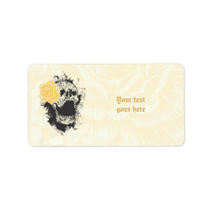 Koele gotische schedel en geel rose aangepaste lab etiket