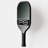 Koele Gradiënt Moderne Dubbele Initialen Zwart Gri Pickleball Paddle (Links)