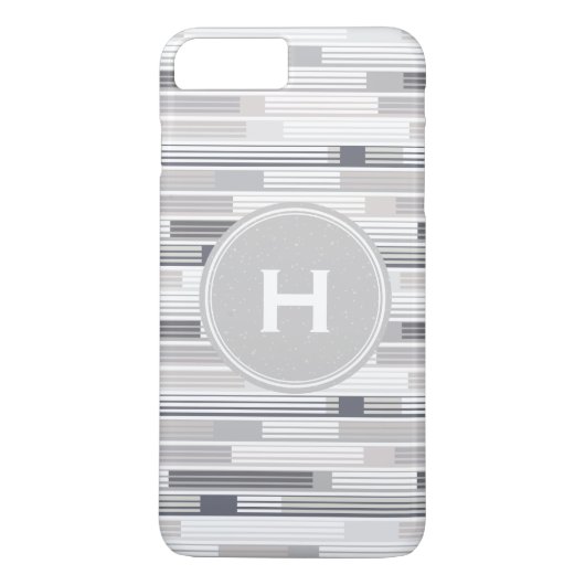 Koele grijstinten strepen Aangepaste Monogram Case-Mate iPhone Case (Achterkant)
