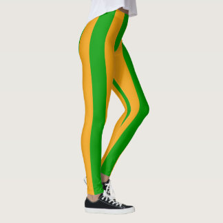 Koele Groene Gele Kerstmisstreep Leggings