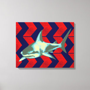koele haai en rode pijlen canvas afdruk