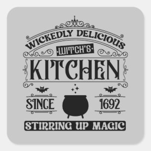 Koele heksen keuken woord art Halloween Vierkante Sticker