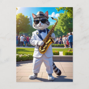 Koele Jazz Kat Briefkaart