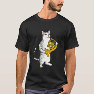Koele kat die hoornmuzikant orkest speelt Mu T-shirt