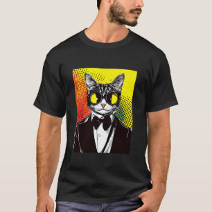 Koele Kat Draagt Pak En Vlinderdas Retro Of Vintag T-shirt