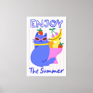 Koele Kat Genietend van de Zomer Canvas Afdruk