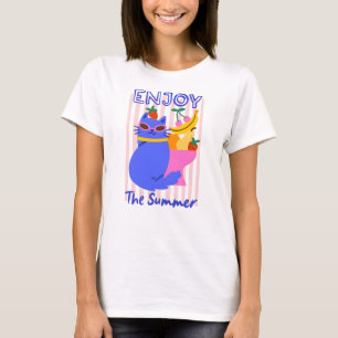Koele Kat Genietend van de Zomer T-shirt